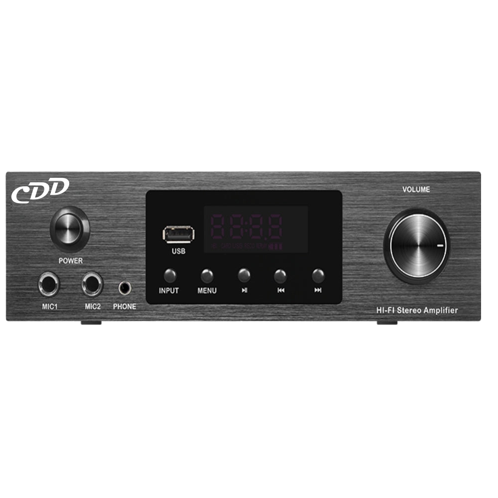 CDD 2.0 Ch. Amplifier RMS 200W (100Wx2), Bluetooth, HDMI In/HDMI Out, ARC, USB, CD, AUX, Optical, Coaxial, 2 MIC, Phone, Sub Out