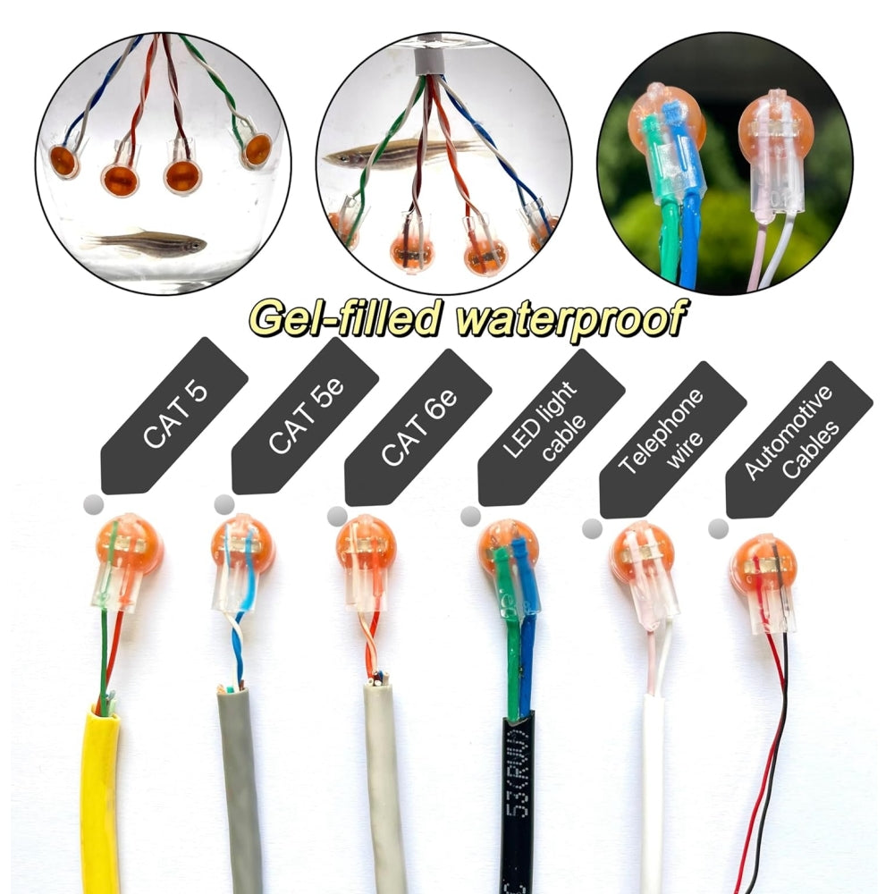 Wire Butt Splice Connectors, K2 Gel-Filled Waterproof IDC Network Cable Telephone