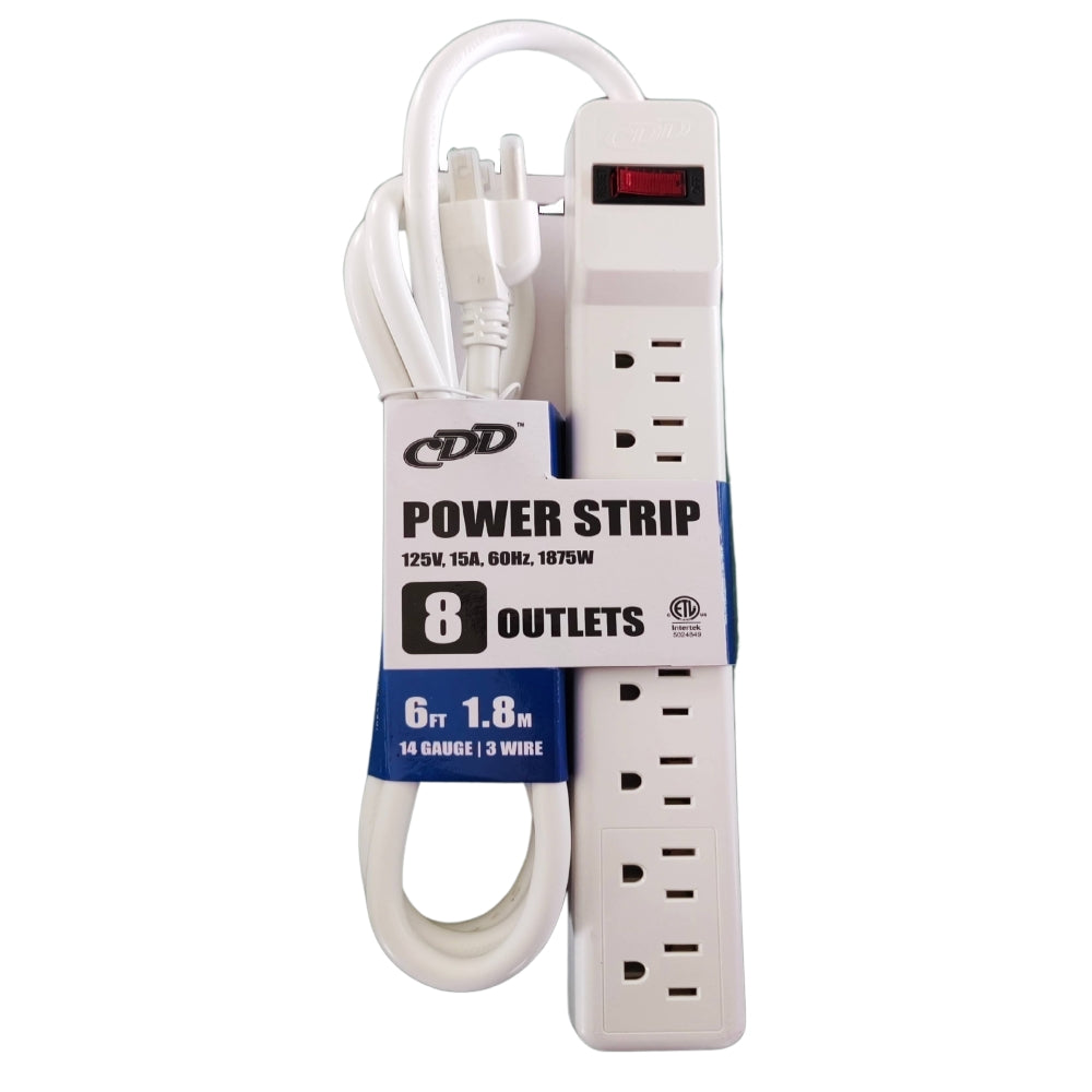 CDD 8 Outlet Power Strip, 14AWG/3C, cETL Certified, 6 Ft Cord