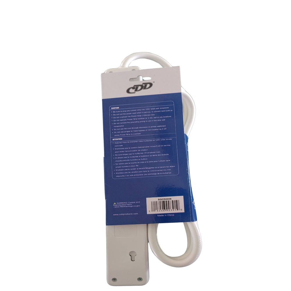 CDD 8 Outlet Power Strip, 14AWG/3C, cETL Certified, 6 Ft Cord