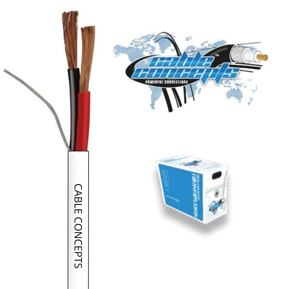 Cable Concepts Speaker Wire 14AWG/2C, 65 Strand, FT4/CSA Approved, 1000 Ft, White