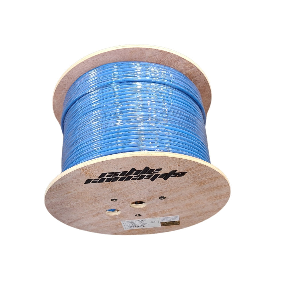 Cable Concepts Cat6 Shielded, 550MHz 23AWG 4 Pair, FT4/CSA, 1000 Ft, Wooden Reel, Blue