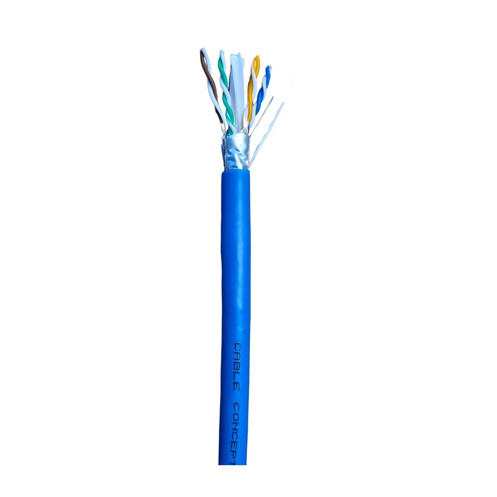 Cable Concepts Cat6 Shielded, 550MHz 23AWG 4 Pair, FT4/CSA, 1000 Ft, Wooden Reel, Blue