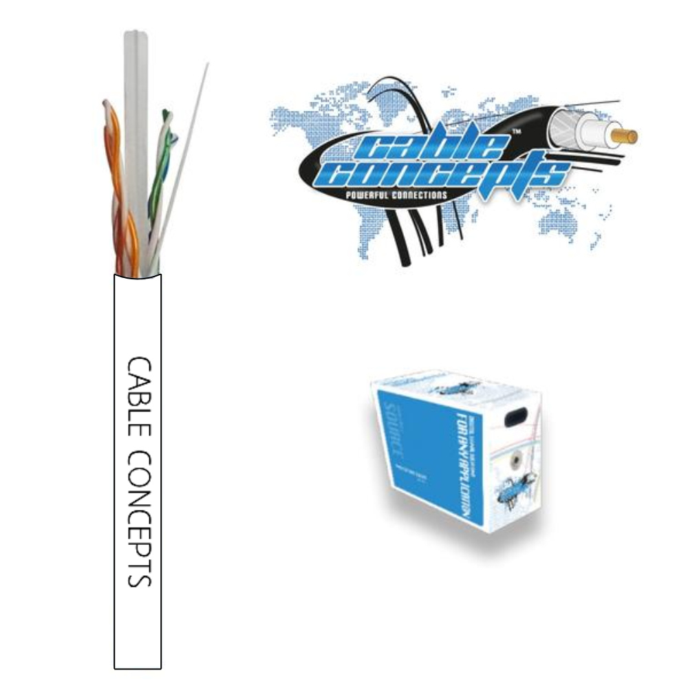 Cable Concepts Cat6, 23AWG, 4 Pr, FT4/CSA, 1000 Ft, White