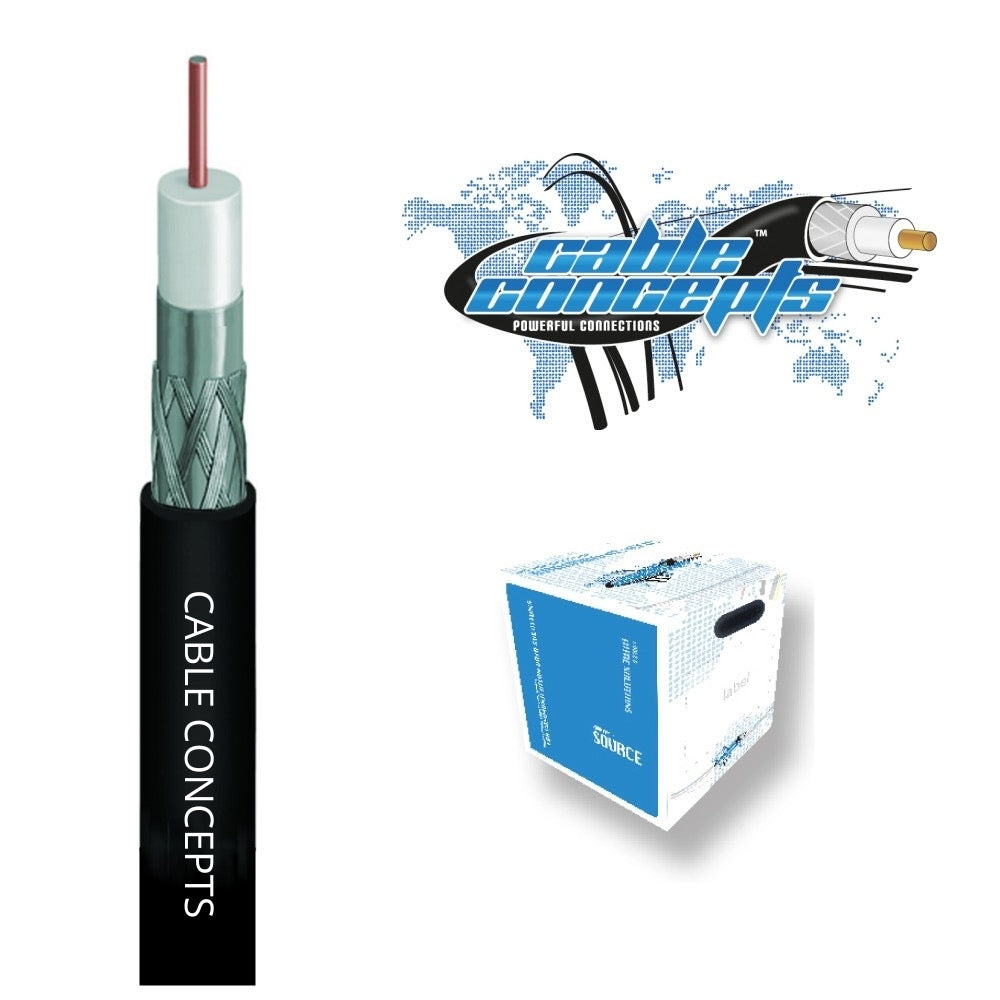 Cable Concepts RG6, Flooded, 60% Br. 3GHz, FT4/CSA, 1000 Ft, Black