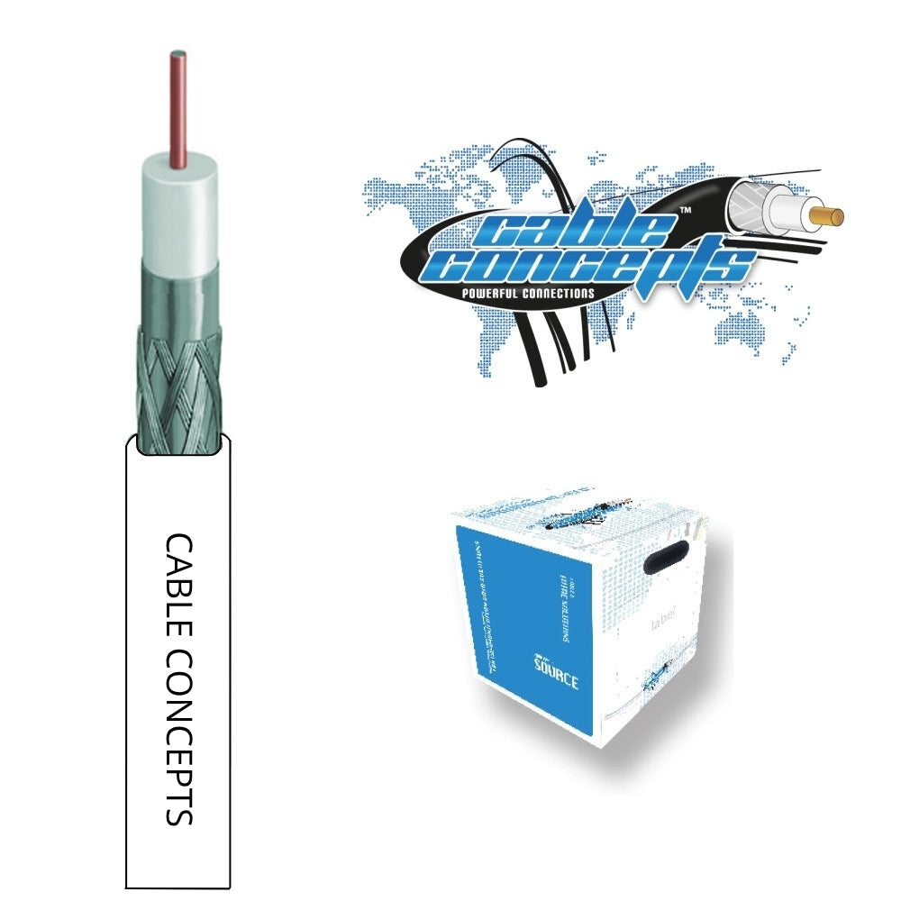 Cable Concepts RG6, 60% Br. 3GHz, FT4/CSA, -40 °C, Box, 1000 Ft, White