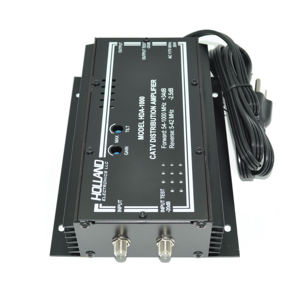 Holland Electronics HDA-1000 35Db, 1 GHz Amplifier with Passive Reverse - 21st Century Entertainment Inc.