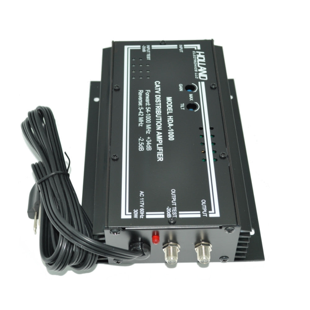 Holland Electronics HDA-1000 35Db, 1 GHz Amplifier with Passive Reverse - 21st Century Entertainment Inc.