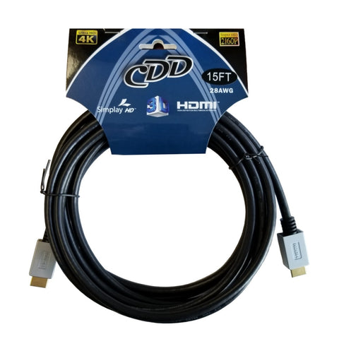 CDD HDMI Cable, 4K Ultra HD, 2160P, 3D Compatible, 28AWG, CSA & FT4, 25 Ft