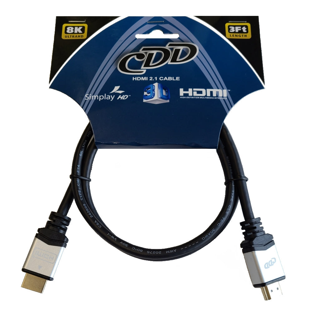 CDD HDMI Cable, 2.1V-8K Ultra HD, 30AWG, CSA & FT4, 6 Ft