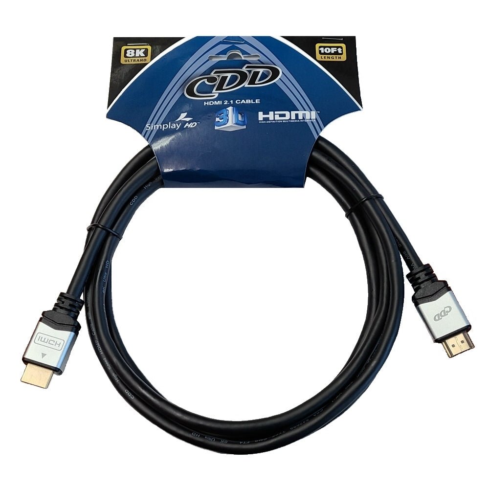 CDD HDMI Cable, 2.1V-8K Ultra HD, 30AWG, CSA & FT4, 10 Ft