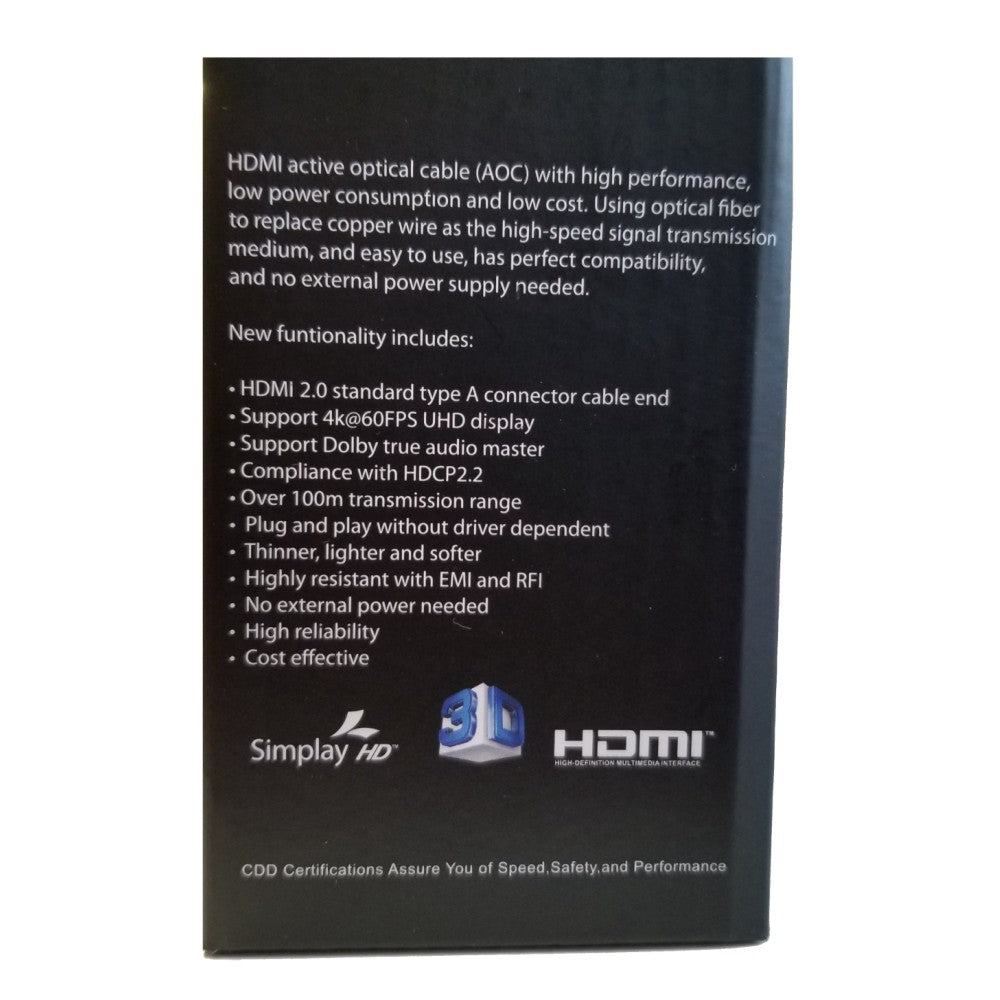 CDD High Speed HDMI 2.0 Active Optical Cable, 80 Ft - 21st Century Entertainment Inc.