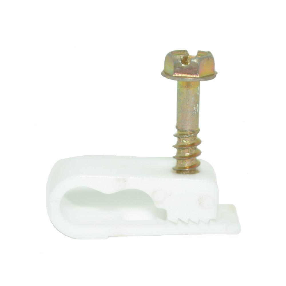 Dual Cable Clips with Screw for RG6 Cable, 100 per Pack - 21st Century Entertainment Inc.
