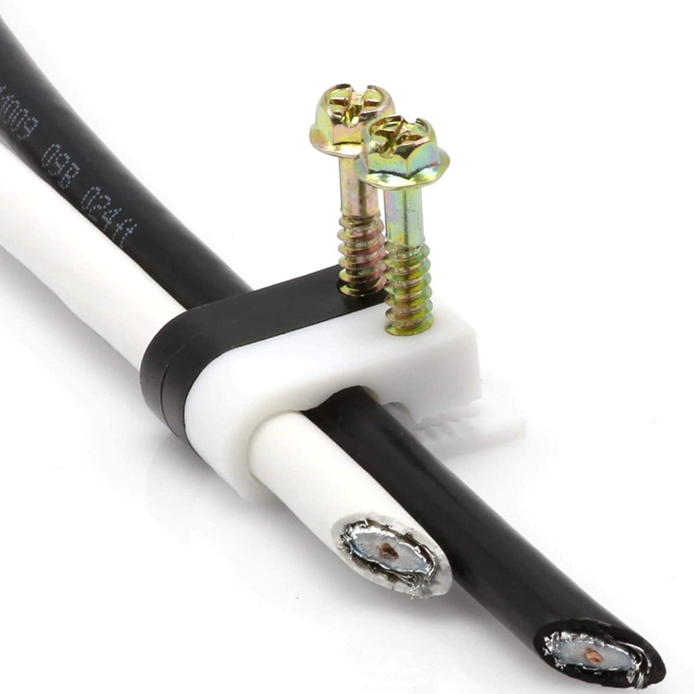 CDD Dual Coaxial RG6 Cable Clips with 1” Screw, 100 Per Bag