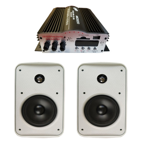 CDD 4 Channel Bluetooth Mini Amplifier 4x30W and 6 ½ In-Ceiling Frameless/Magnetic Grill Speakers (Pair)