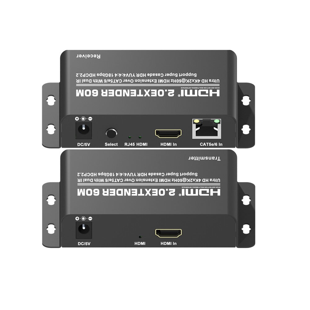 CDD HDMI Extender Over 1 Cat5e/6, 4Kx2K@60Hz, HDCP2.2, V2.0, EDID, Dual Band IR, 60 Meters - 21st Century Entertainment Inc.