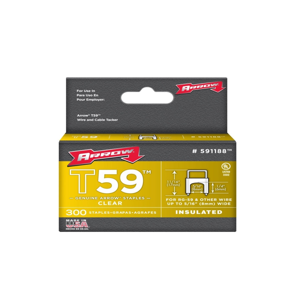 Arrow T59 Insulated Staples for RG56 and RG59 Cable, 300 in Box