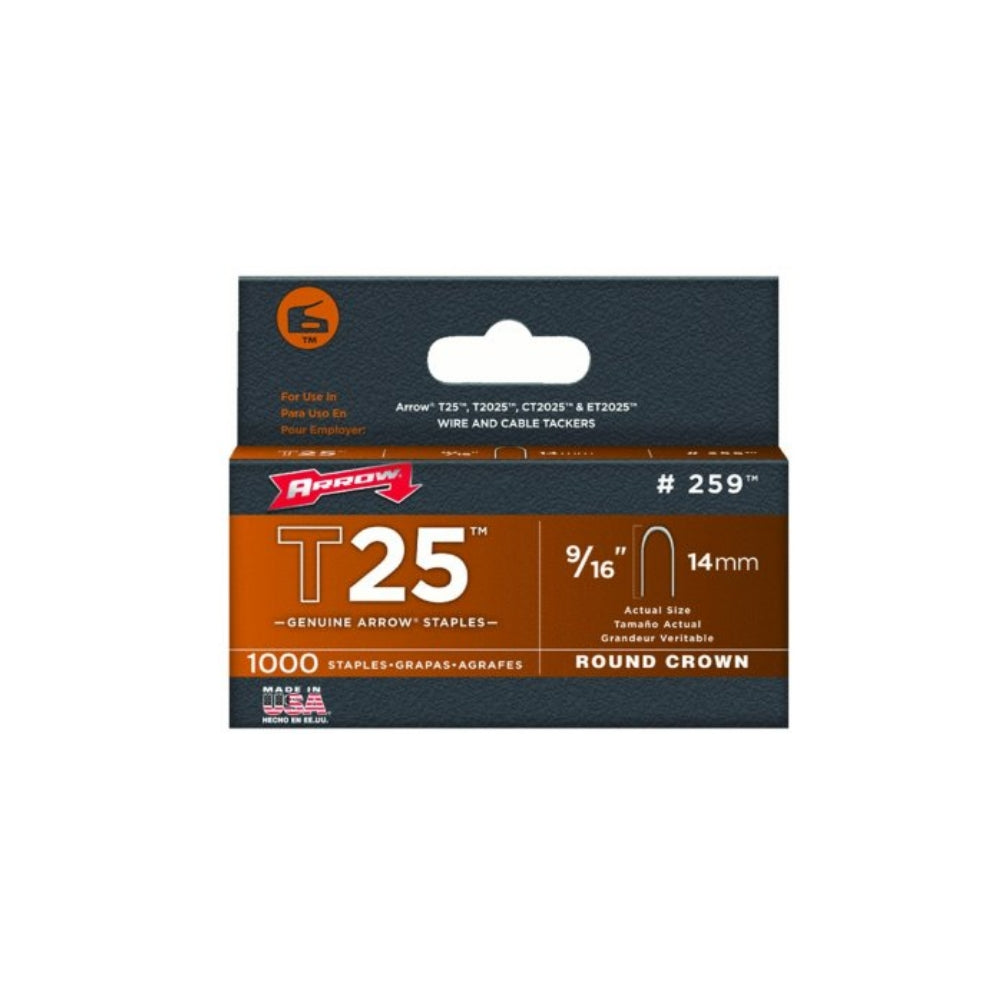 Arrow T25, 9/16 Inch Staples - 1,000 per Package