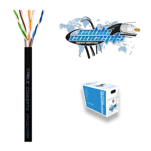Cable Concepts RG6, Flooded, 60% Br. 3GHz, FT4/CSA, 1000 Ft, Black