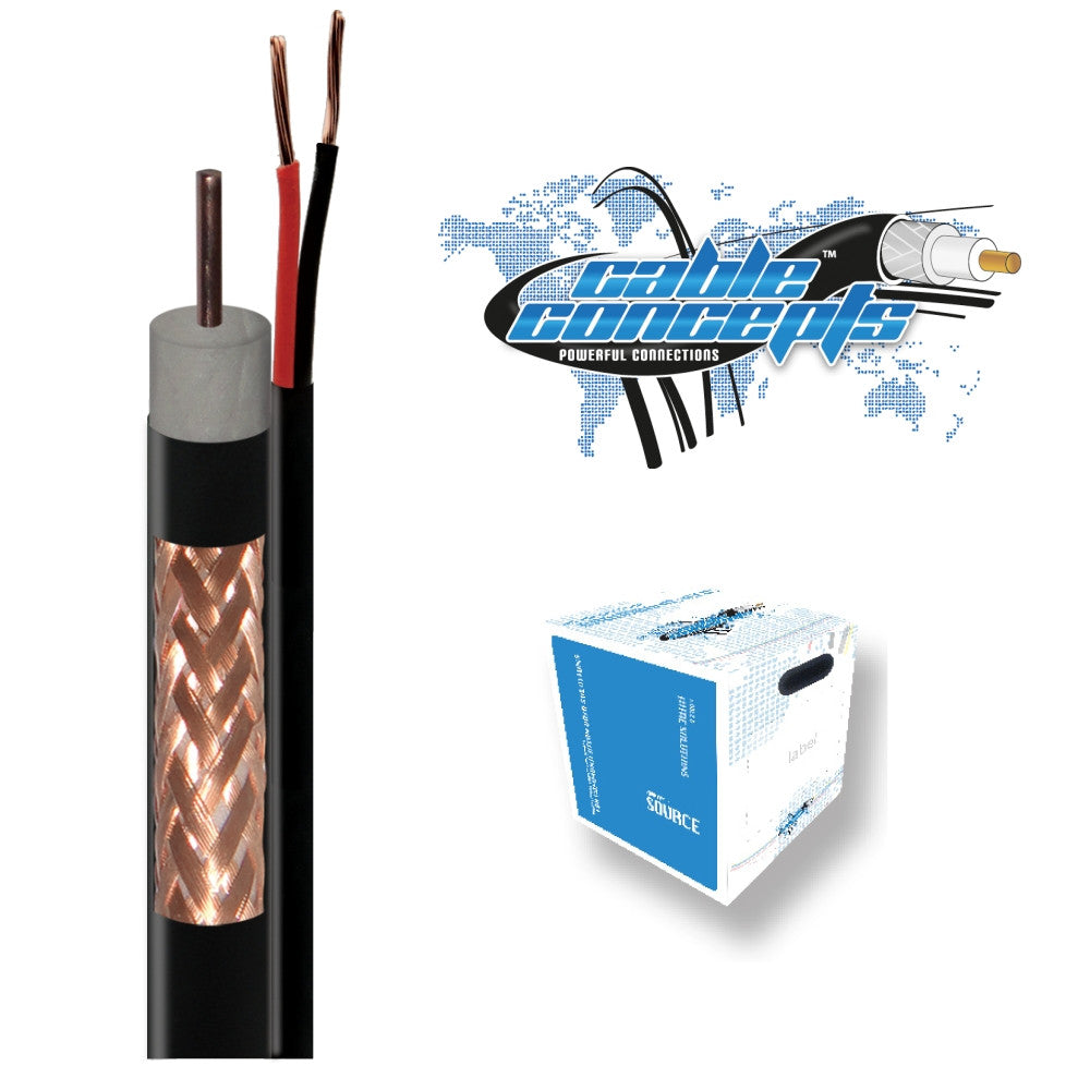 Cable Concepts RG59 95% Br. 18AWG/2C Power Drain, FT4/CSA Approved, 500 Ft, Black