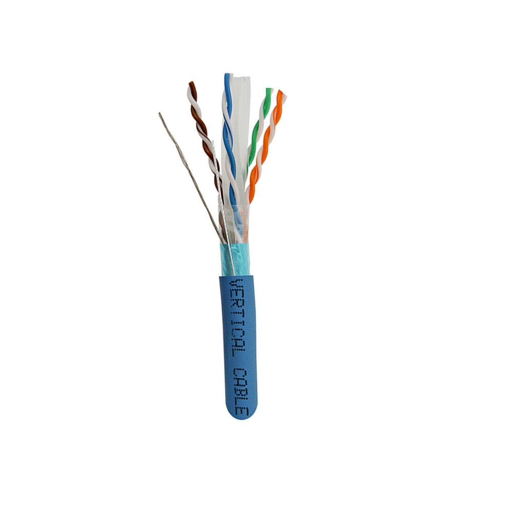 Vertical Cable VER1808 062-504/S/BL Cat6 Shielded 550MHz 23AWG Solid Bare Copper Conductor Cable, 1000 Ft Spool. Blue