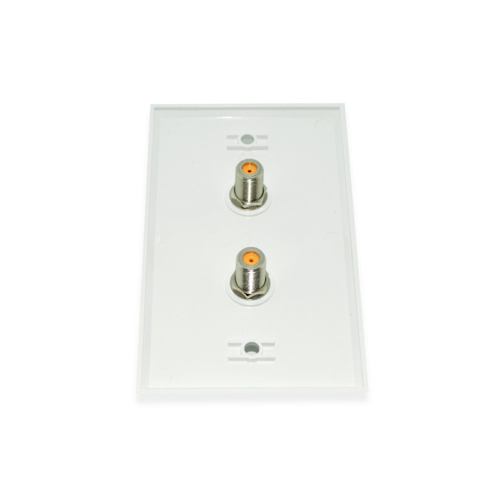 CDD Wall Plate w/Dual 3.0 ghz F-81 Connector, White - 21st Century Entertainment Inc.