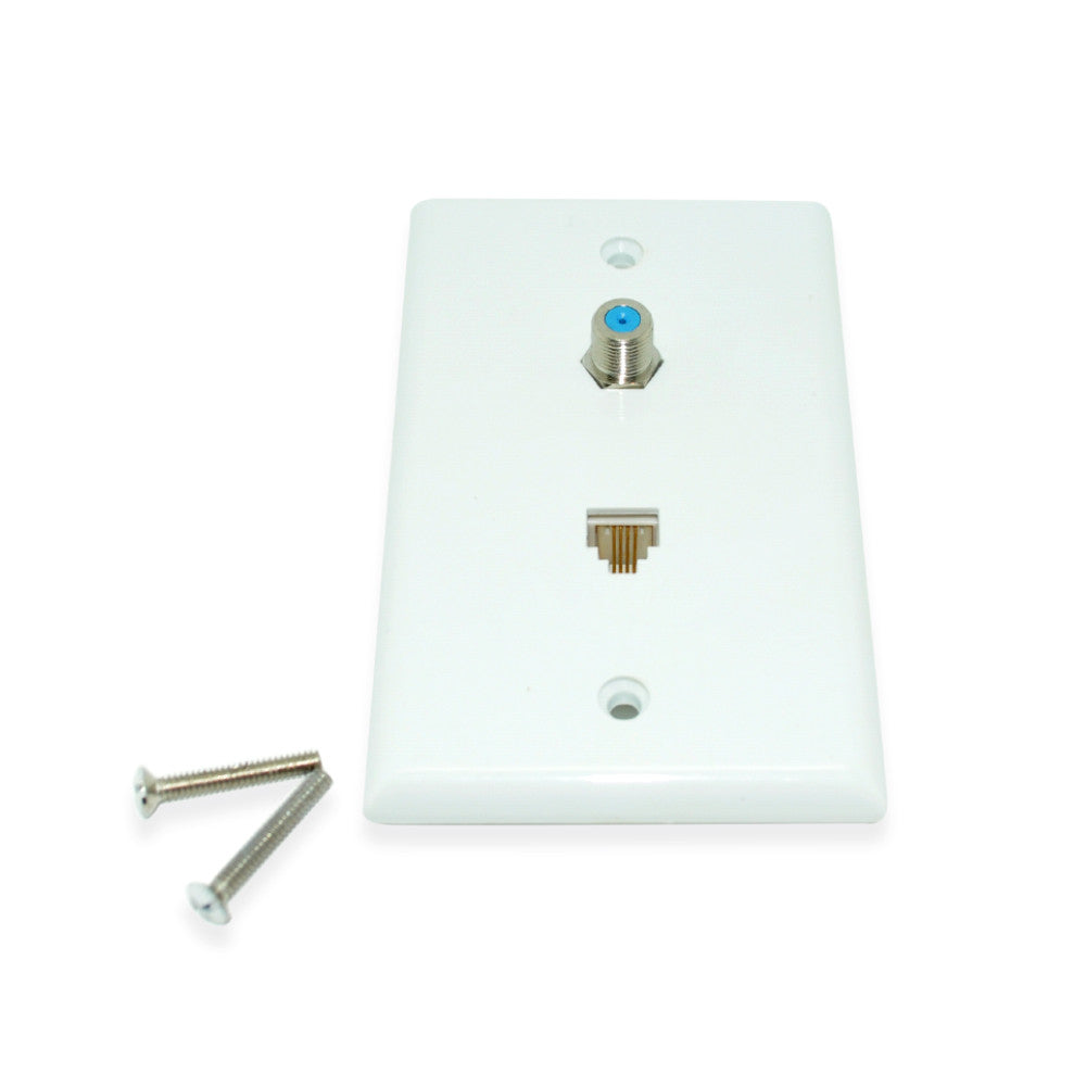 CDD 3GHz Single F81 Wall Plate with Single Telephone Jack, White