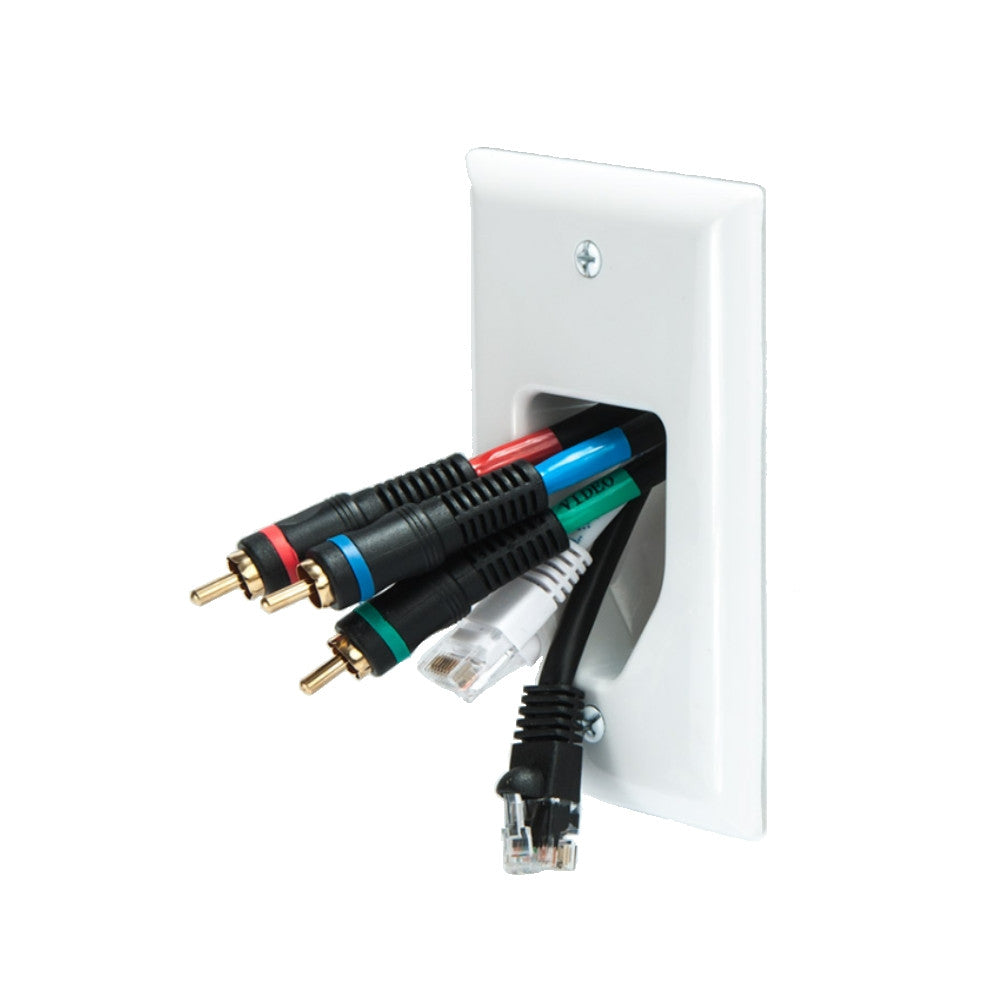 CDD 1 Gang Recessed Low Voltage Cable Plate, White - 21st Century Entertainment Inc.