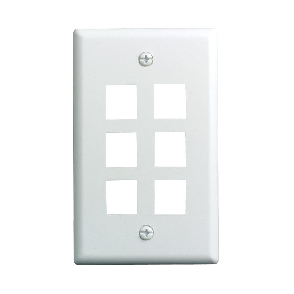 CDD Keystone Wall Plate 6 Cavity, White