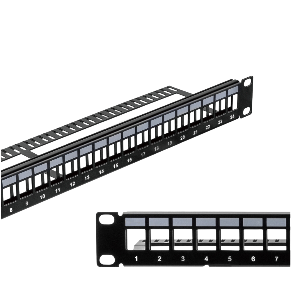 CDD 24 Port Unloaded Patch Panel with Cable Management, 19" Width