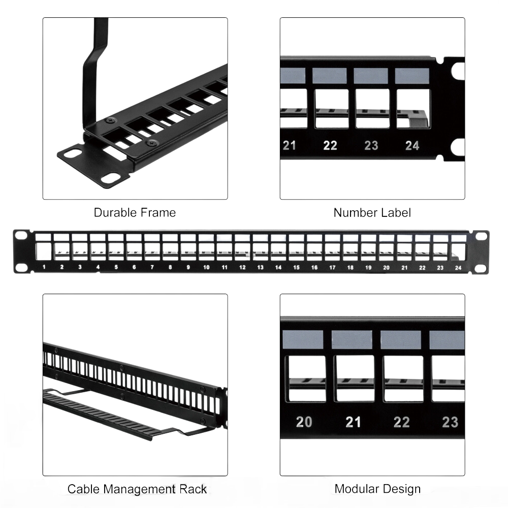CDD 24 Port Unloaded Patch Panel with Cable Management, 19