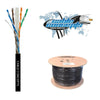 Cable Concepts Cat6 Outdoor Direct Burial 550 MHz 23AWG 4 Pr, CSA 1000 Ft. 100% Pure Copper. Wooden Reel. Black