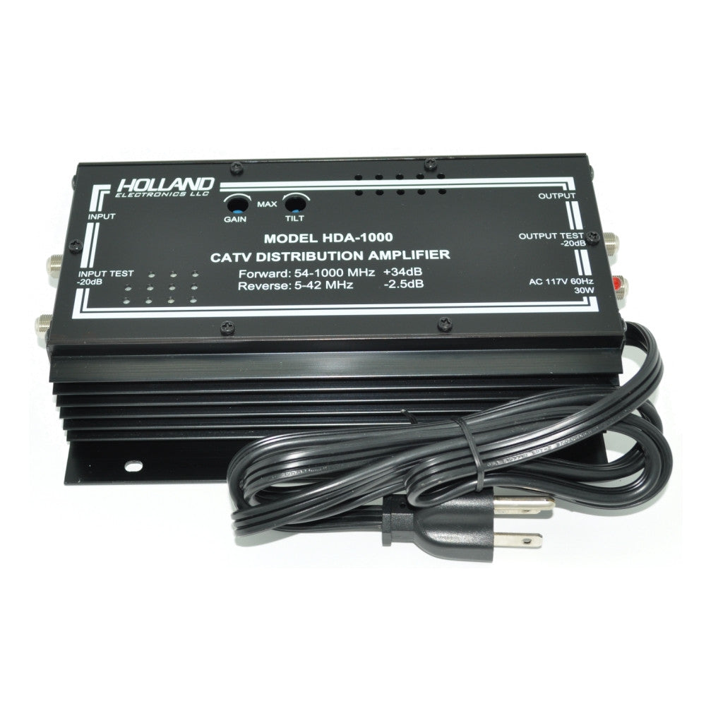 Holland Electronics HDA-1000 35Db, 1 GHz Amplifier with Passive Reverse - 21st Century Entertainment Inc.