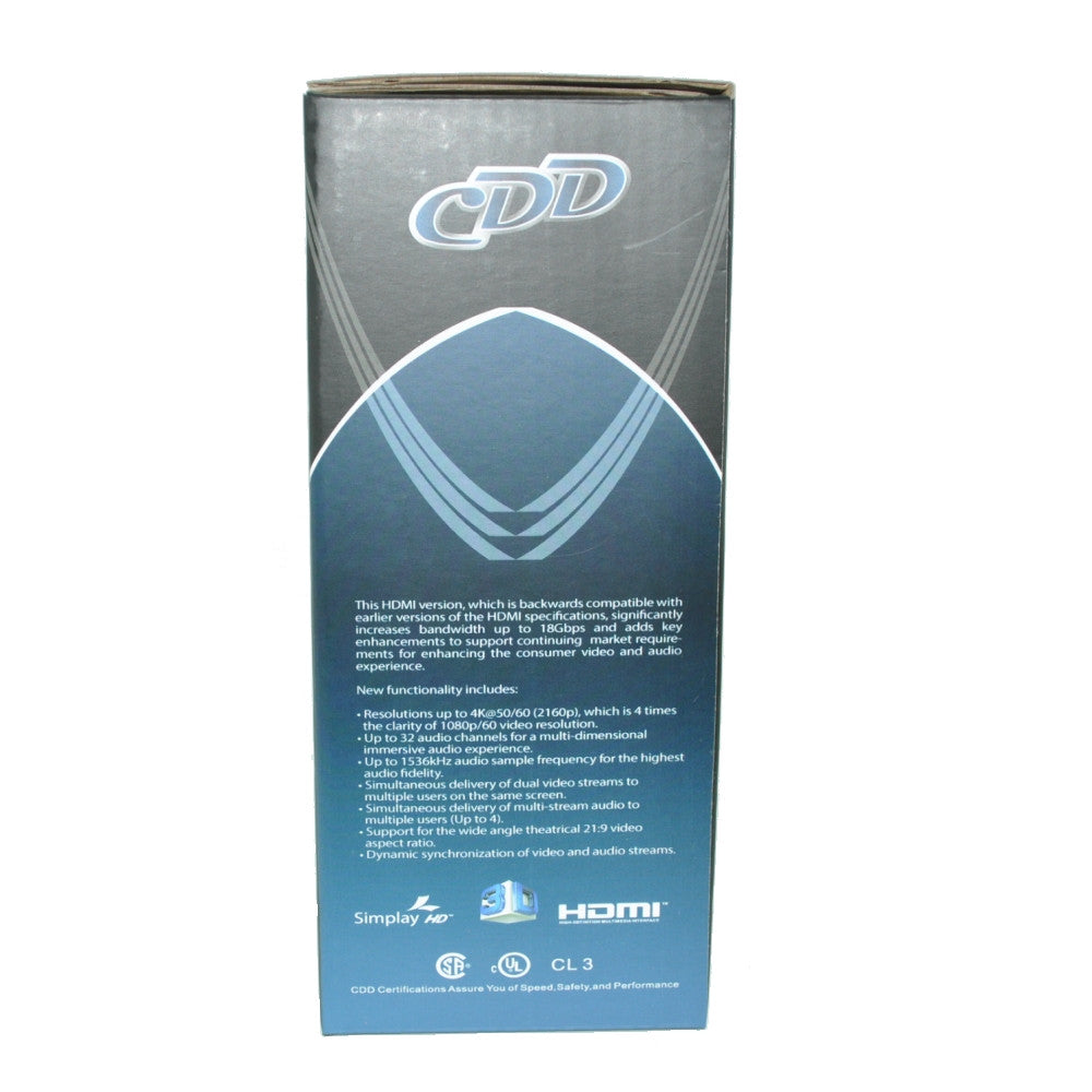 CDD HDMI Cable, 4K Ultra HD, 2160P, 3D Compatible, 26AWG, CSA & FT4, 5 ...