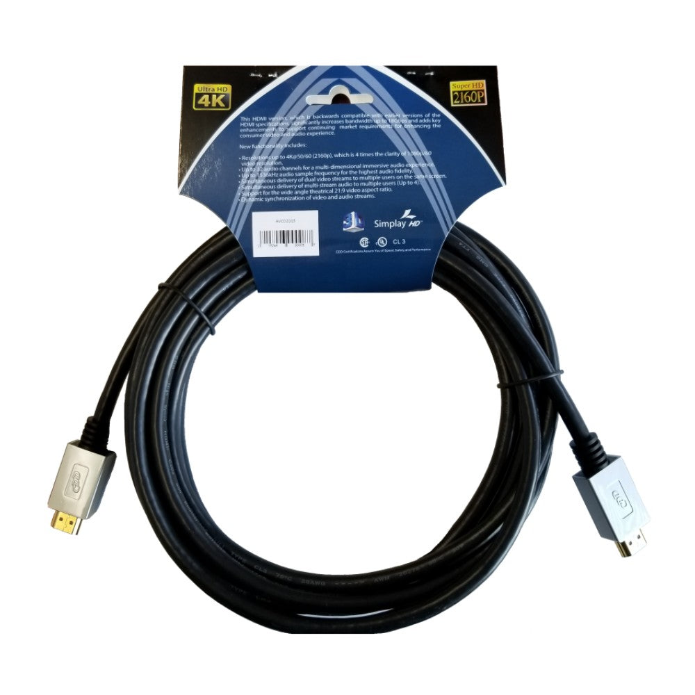 CDD HDMI Cable, 4K Ultra HD, 2160P, 3D Compatible, 28AWG, CSA & FT4, 15 Ft - 21st Century Entertainment Inc.