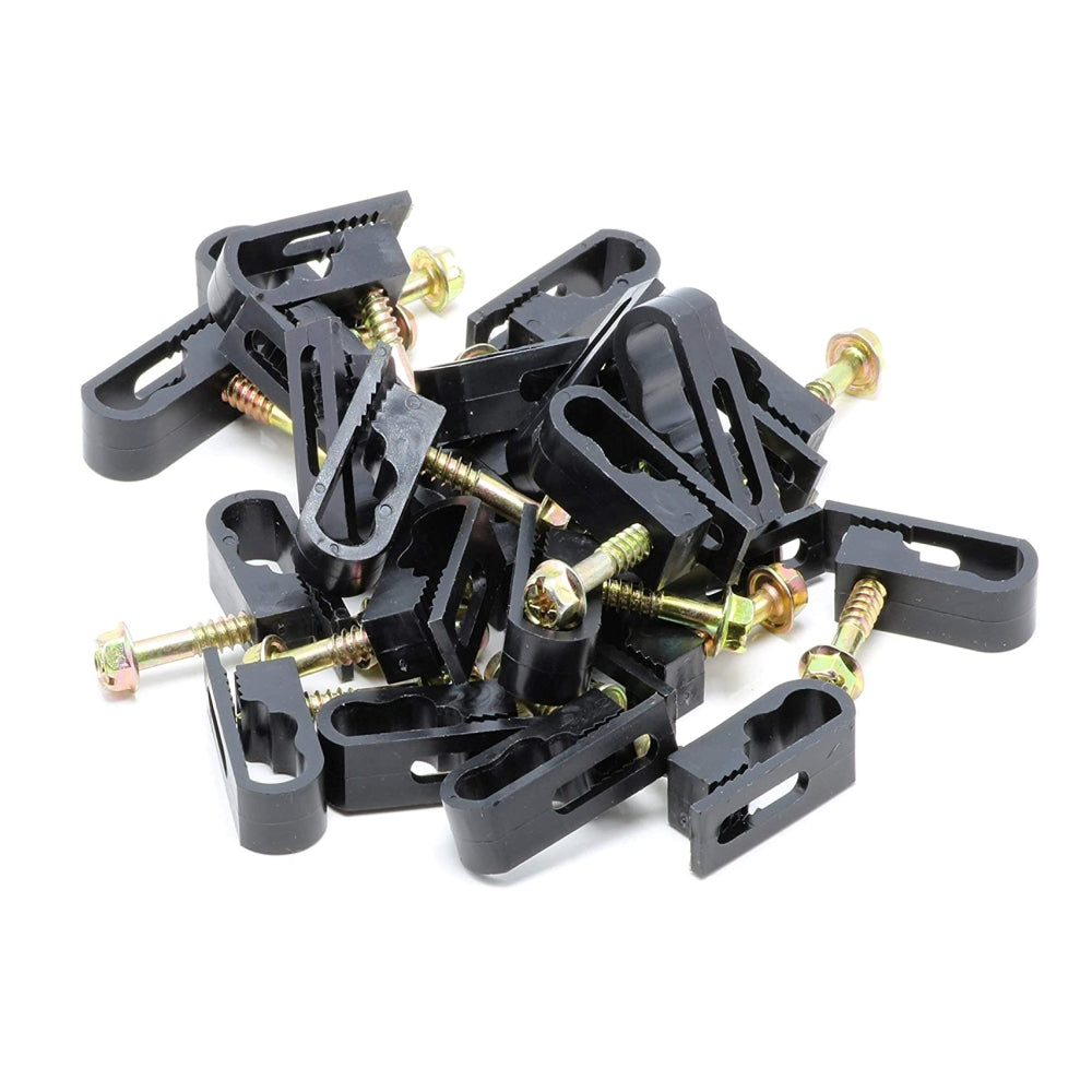 CDD Dual Coaxial RG6 Cable Clips with 1” Screw, 100 Per Bag