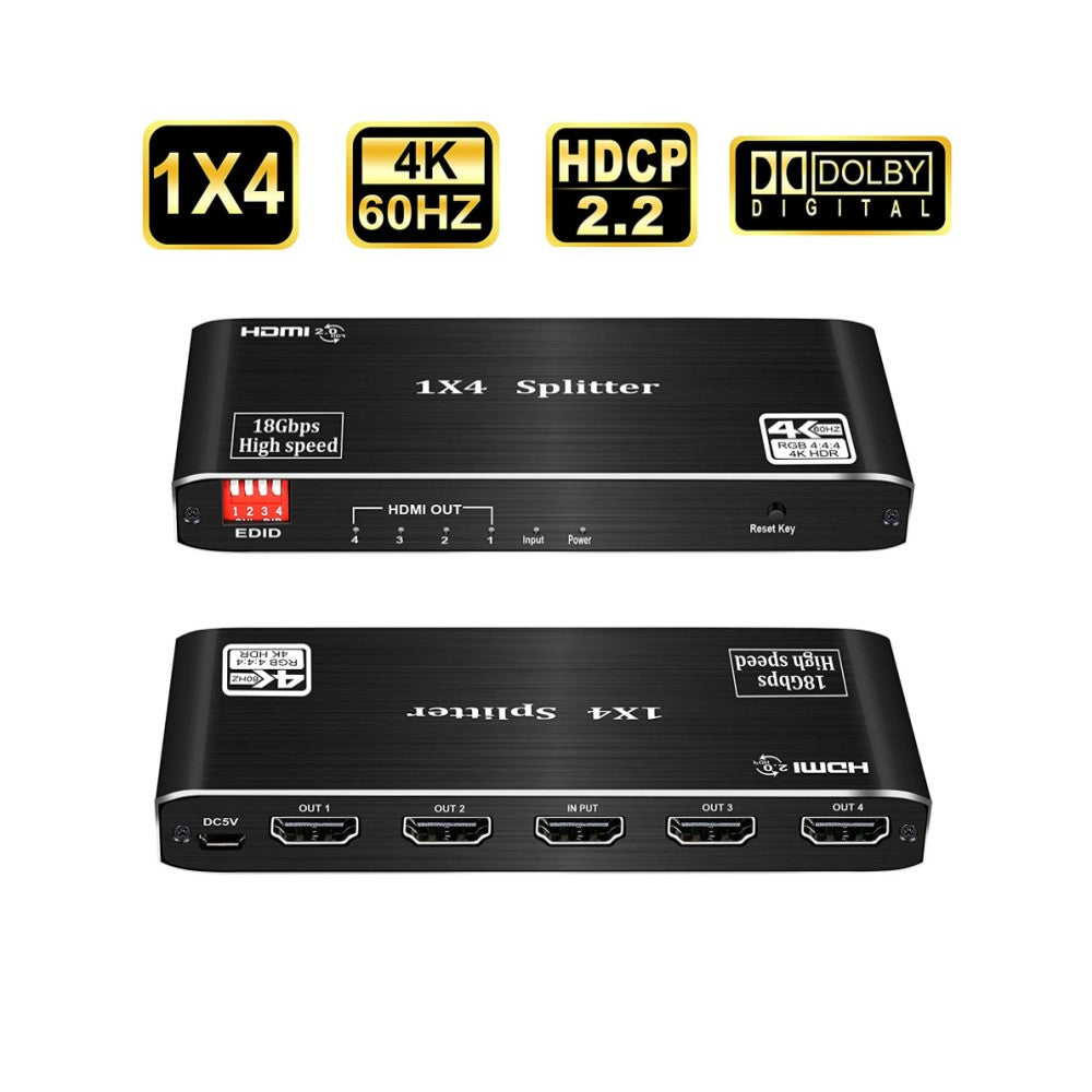 utålmodig ambulance glæde CDD HDMI Splitter, 1 Input / 4 Outputs, 3D, 4K x 2K@60Hz, HDCP 2.2, V2 –  21st Century Entertainment Inc.