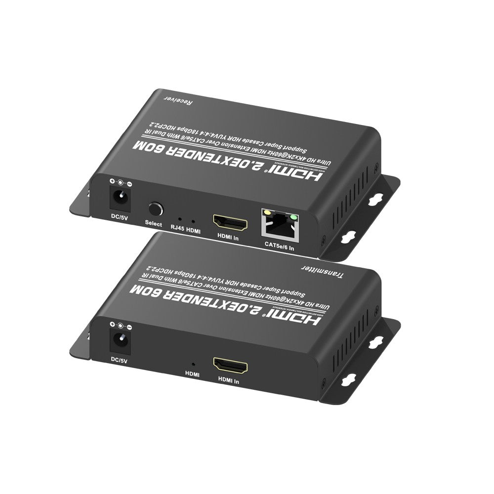 CDD HDMI Extender Over 1 Cat5e/6, 4Kx2K@60Hz, HDCP2.2, V2.0, EDID, Dual Band IR, 60 Meters - 21st Century Entertainment Inc.