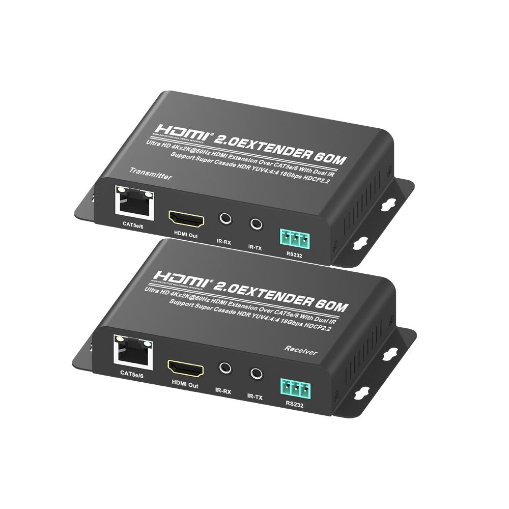 CDD HDMI Extender Over 1 Cat5e/6, 4Kx2K@60Hz, HDCP2.2, V2.0, EDID, Dual Band IR, 60 Meters - 21st Century Entertainment Inc.