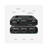 CDD HDMI Switch 3 Input / 1 Output, 3D, 4K x 2K@60Hz, HDCP2.2, 3D, 2.0V With  Remote Control - 21st Century Entertainment Inc.