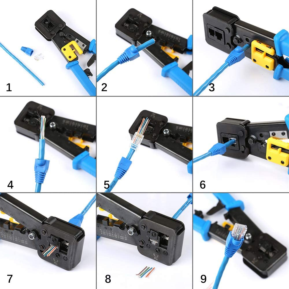 Durable EZ RJ45 CAT5 CAT6 8P8C Crimper Network Tools Alicates EZ RJ12 Cable  Stripper Clamp