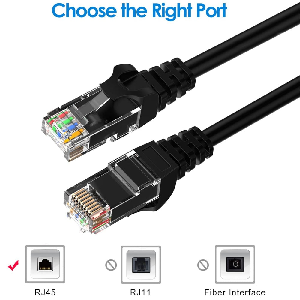 CAT6 Ethernet Patch Cable, Snagless Molded Boot, RJ45 - RJ45, 100ft