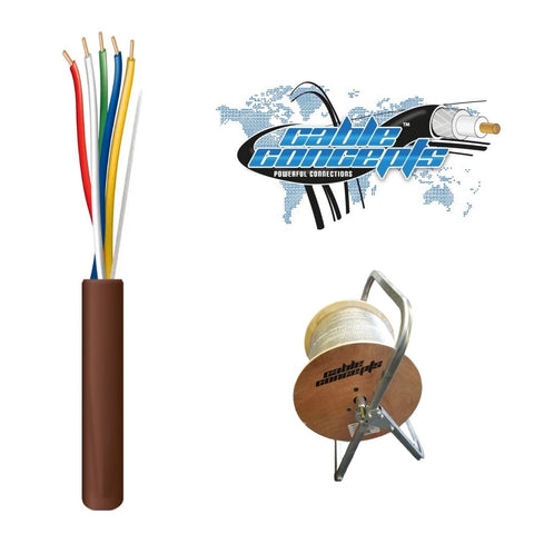 Cable Conceps RG6 Solid Copper Core With 17 AWG Messenger, FT4/CSA Approved, Wooden Reel, Black