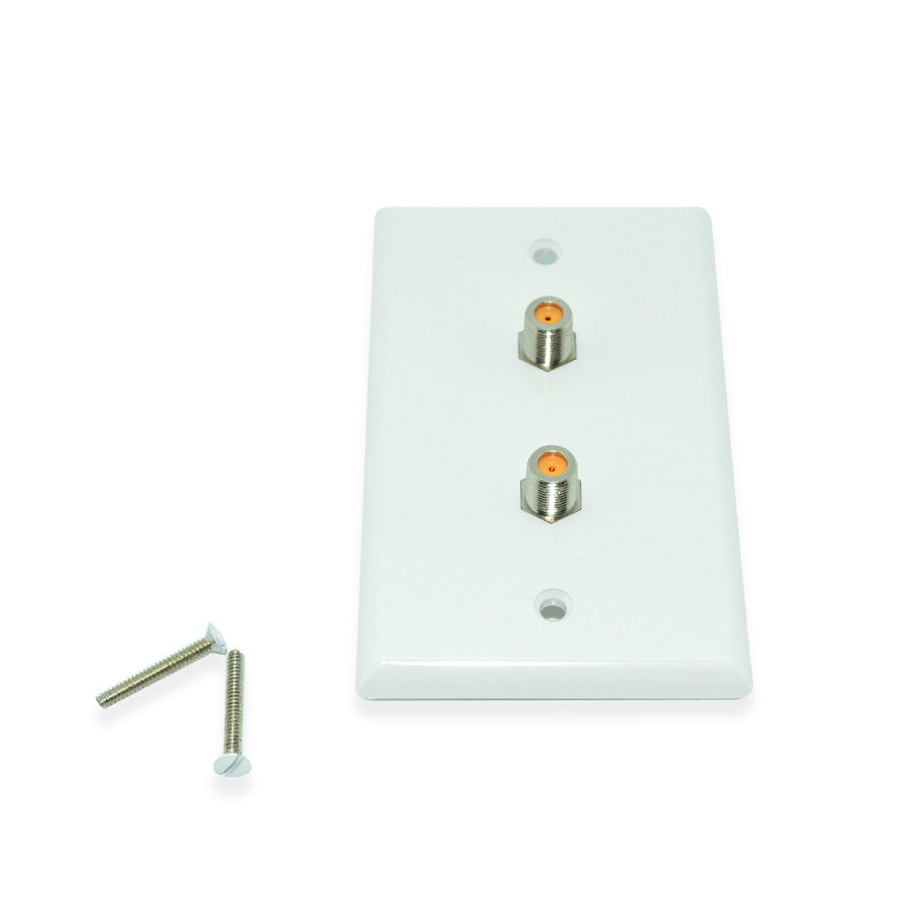 CDD Wall Plate w/Dual 3.0 ghz F-81 Connector, White - 21st Century Entertainment Inc.