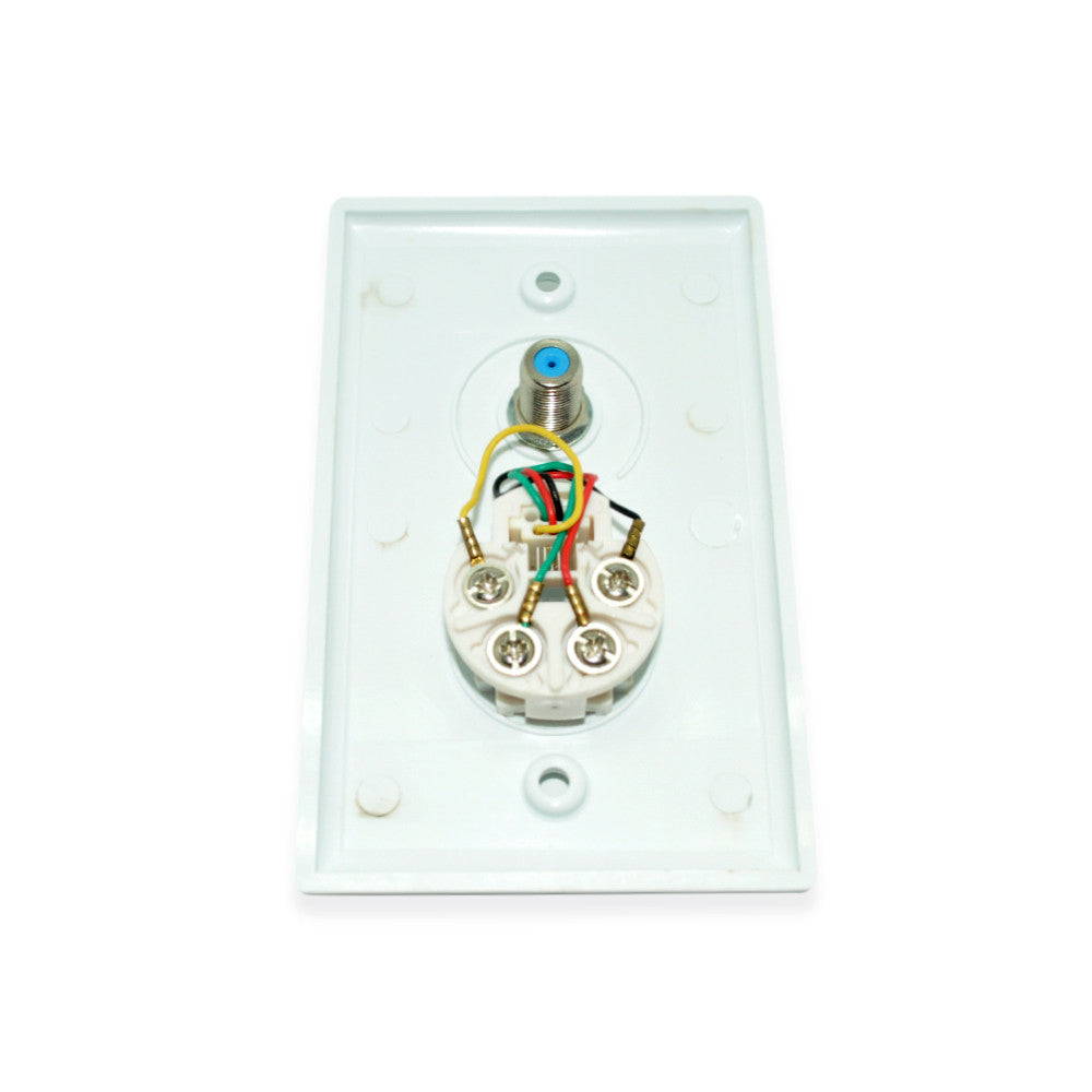 CDD 3GHz Single F81 Wall Plate with Single Telephone Jack, White - 21st Century Entertainment Inc.