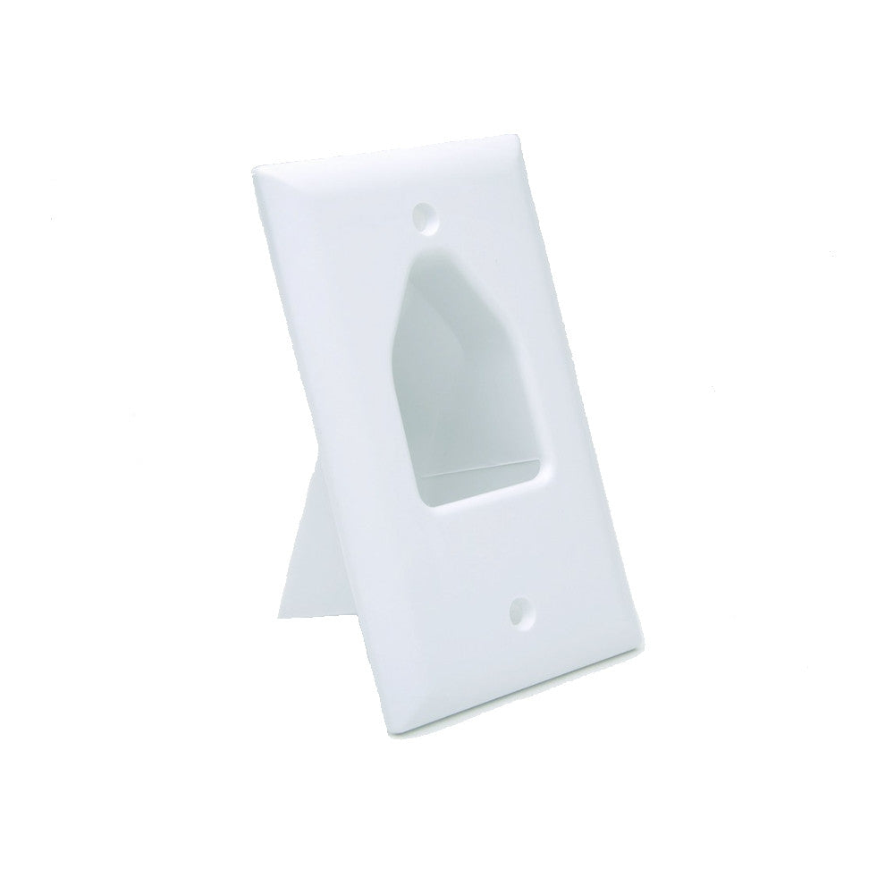 CDD 1 Gang Recessed Low Voltage Cable Plate, White - 21st Century Entertainment Inc.