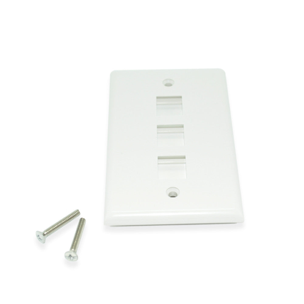 CDD Keystone Wall Plate 3 Cavity, White - 21st Century Entertainment Inc.