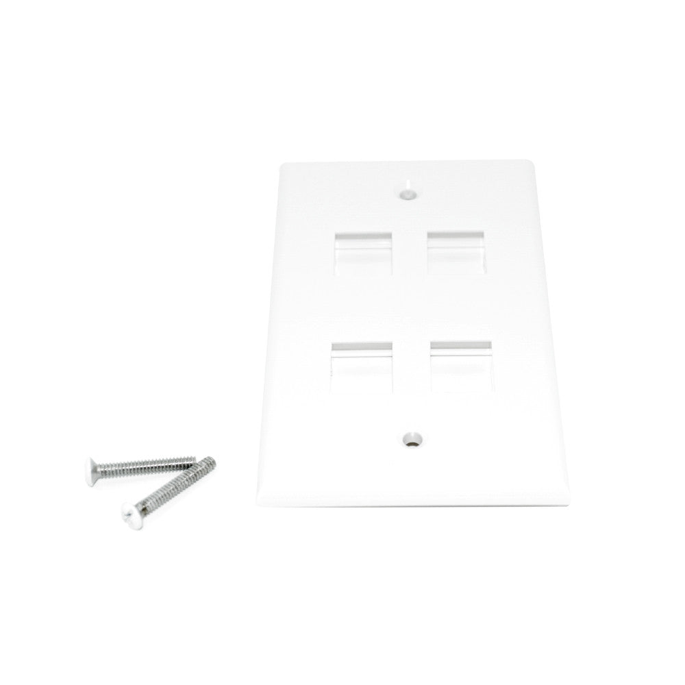 Keystone Wall Plate 4 Cavity, White - 21st Century Entertainment Inc.