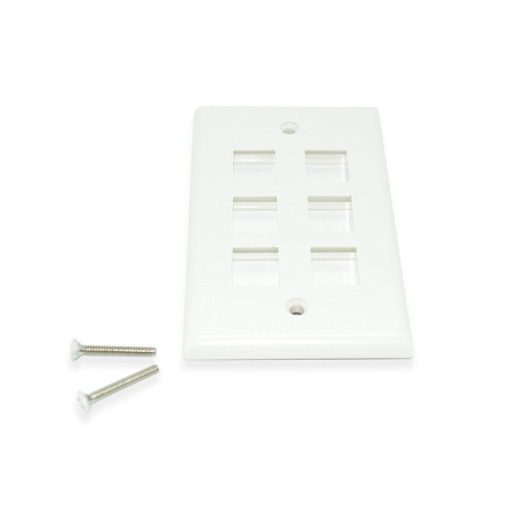 CDD Keystone Wall Plate 6 Cavity, White - 21st Century Entertainment Inc.