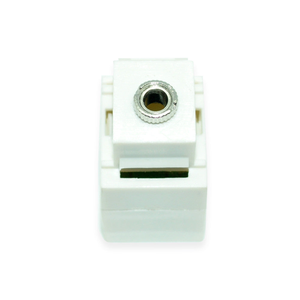 Keystone Jack 1/8 inch Stereo Mini Plug, White - 21st Century Entertainment Inc.